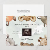 Invitation Cute Bois Animal Oreilles Ultrasound Roundé Invit (Devant / Derrière)