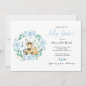 Invitation Cute Bois Animaux Floral Baby shower de verdure (Devant)