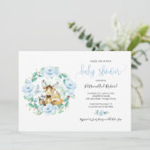 Invitation Cute Bois Animaux Floral Baby shower de verdure (Debout devant)