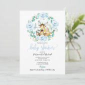 Invitation Cute Bois Animaux Floral Baby shower de verdure (Debout devant)
