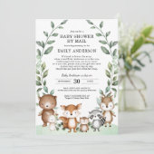 Invitation Cute Bois Animaux Végétaux Baby shower Par Mail (Debout devant)