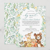 Invitation Cute Bois Animaux Végétaux Baby shower Par Mail (Devant / Derrière)