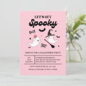 Invitation Cute Boo Éffrayant Fantôme Halloween Fille Rose (Debout devant)