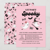 Invitation Cute Boo Éffrayant Fantôme Halloween Fille Rose (Devant / Derrière)