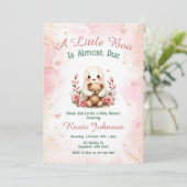 Invitation Cute Boo est due Custom Fall Girl Baby shower rose (Debout devant)
