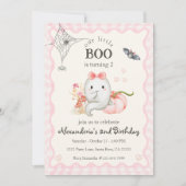 Invitation Cute Boo Ghost rose Anniversaire Fille (Devant)