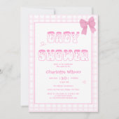 Invitation Cute Bow Pastel En vichy Baby shower rose (Devant)