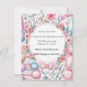 Invitation Cute Bows Spa Sleepover Anniversaire Fête Invitati (Dos)