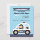 Invitation Cute Boy and Dog in Police Voiture Anniversaire (Devant)