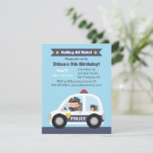 Invitation Cute Boy and Dog in Police Voiture Anniversaire (Debout devant)