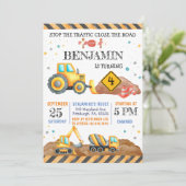 Invitation Cute Boy Anniversaire Construction Véhicules Parti (Debout devant)