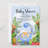 Invitation Cute Boy Aquarelle Dinosaur Baby shower moderne (Devant)