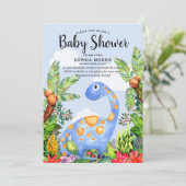 Invitation Cute Boy Aquarelle Dinosaur Baby shower moderne (Debout devant)