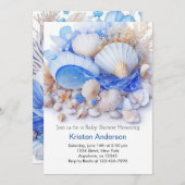 Invitation Cute Boy Blue Sous Le Baby shower De Mer (Devant / Derrière)
