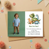 Invitation Cute Boy Dinosaur Photo Kids 4th Birthday Party