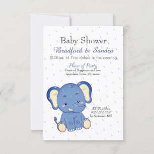 Invitation Cute Boy Elephant Baby shower simple