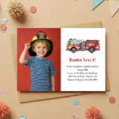 Invitation Cute Boy Firefighter Photo Kids 3rd Birthday Party