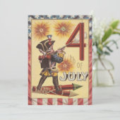 Invitation Cute Boy Revolutionary War Soldier Fireworks (Debout devant)
