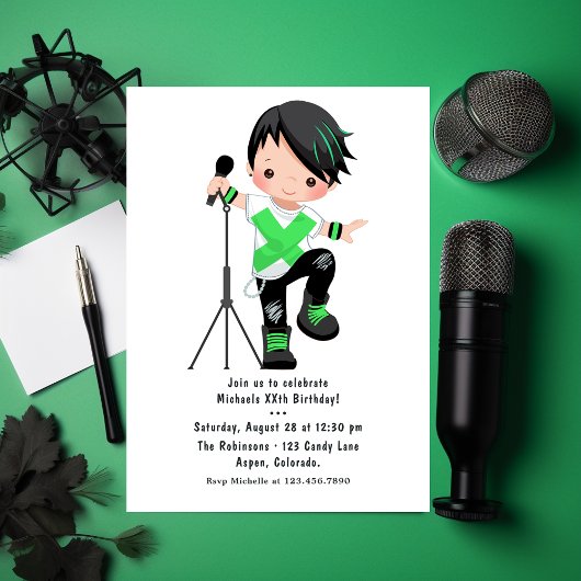 Invitation Cute Boy Rock Star Anniversaire