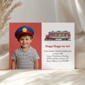 Invitation Cute Boy Train Photo Enfants 2e fête d'anniversair