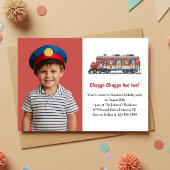 Invitation Cute Boy Train Photo Enfants 2e fête d'anniversair