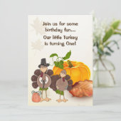Invitation Cute Boy Turkey Thanksgiving 1er anniversaire (Debout devant)