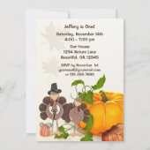 Invitation Cute Boy Turkey Thanksgiving 1er anniversaire (Dos)