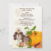 Invitation Cute Boy Turkey Thanksgiving Baby shower Invitatio (Dos)