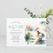 Invitation Cute Boy Watercolor Baby shower de canard (Debout devant)