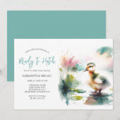 Invitation Cute Boy Watercolor Baby shower de canard (Devant / Derrière)