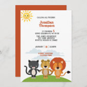 Invitation Cute Boys Animal Friends Anniversaire de enfant Pa (Devant / Derrière)