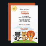 Invitation Cute Boys Animal Friends Anniversaire de enfant Pa<br><div class="desc">Invitation à la fête Anniversaire de enfant des amis des animaux mignons. Facile de changer l'âge du garçon d'anniversaire. Regardez-le sourire avec plaisir quand il voit cette adorable invitation d'anniversaire animal. Ajoutez les détails de votre fête à l'aide du modèle fourni.</div>