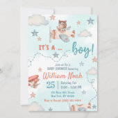 Invitation Cute Boy's Avion thème Baby Shower Party (Devant)