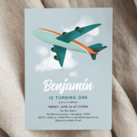 Cute Boys Blue Airplane Voyage 1er Anniversaire