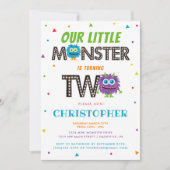 Invitation Cute Boys Blue Monster 2e fête d'anniversaire (Devant)