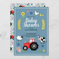 Cute Boys Country Farm Animal Tracteur Baby shower