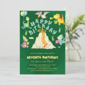 Invitation Cute Boys Enfants Volcano Dinosaures fête d'annive (Debout devant)