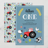 Cute Boys Farm Animaux & Red Tractor 1er anniversa