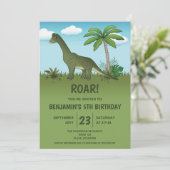 Invitation Cute Brachiosaurus Dinosaur Fête d'anniversaire de (Debout devant)