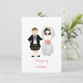 Invitation Cute Bride et Groom Mariage écossais Thème (Debout devant)