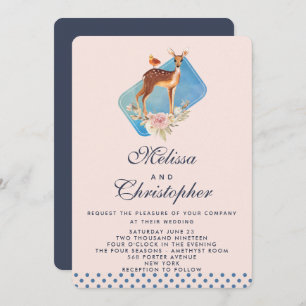 Invitation Cute Brown Aquarelle Cerf Mariage