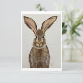 Invitation Cute Brown Bunny Note card - Original artwork (Debout devant)