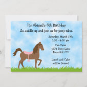 Invitation Cute Brown Horse Pony Rides Filles Anniversaire In (Devant)