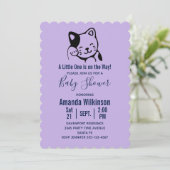 Invitation Cute brun noir et blanc bracelet de chat - Baby sh (Debout devant)