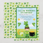 Invitation Cute Brunette Boy Anniversaire de enfant de St Pat (Devant / Derrière)