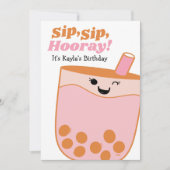 Invitation Cute Bubble Tea Girls Anniversaire (Devant)