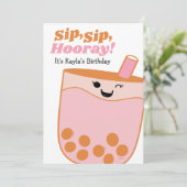 Invitation Cute Bubble Tea Girls Anniversaire (Debout devant)