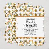 Invitation Cute Bumble Bee et Rainbows Motif Anniversaire (Devant / Derrière)