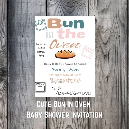 Invitation Cute Bun Dans Four BaBy Q Douche