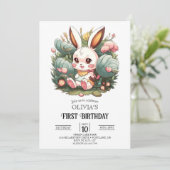 Invitation Cute Bunny 1er Anniversaire numérique (Debout devant)